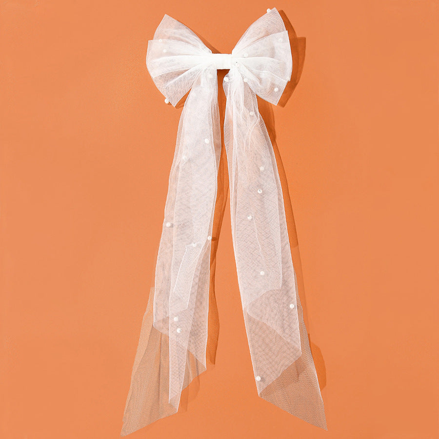 Super Fairy Gauze Ribbon Pearl Bow