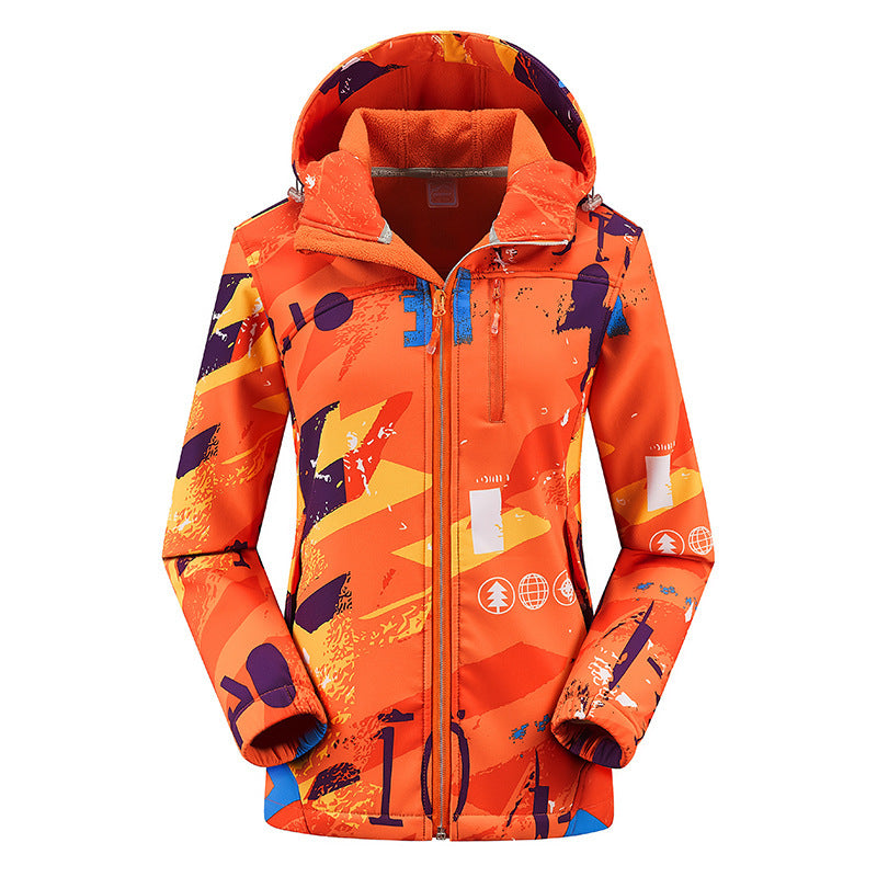 Couple Outdoor Hooded Jacket Color Matching