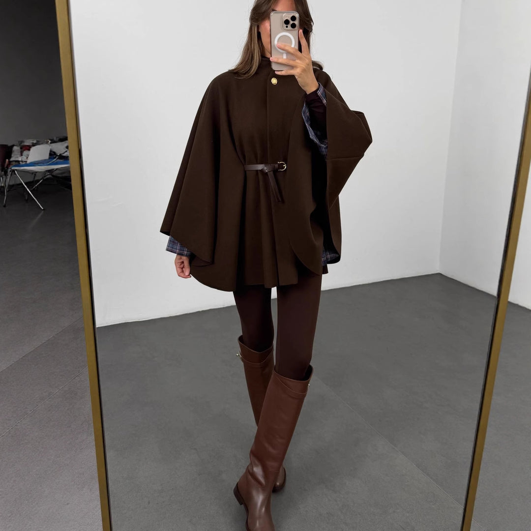 Woolen Cape Coat Mid-length