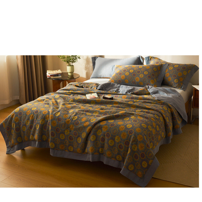 Cotton Class A Yarn-dyed Jacquard Double-layer Gauze Summer Blanket