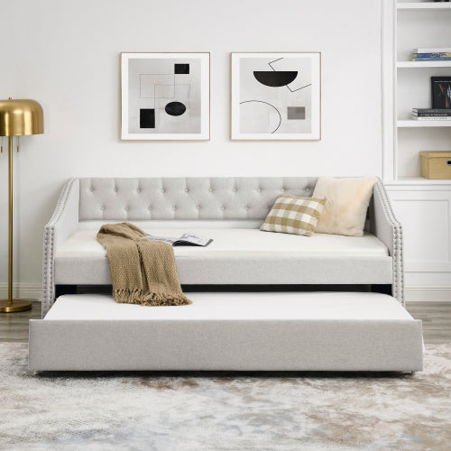 Tufted Double Sofa Bed with Double Roller.