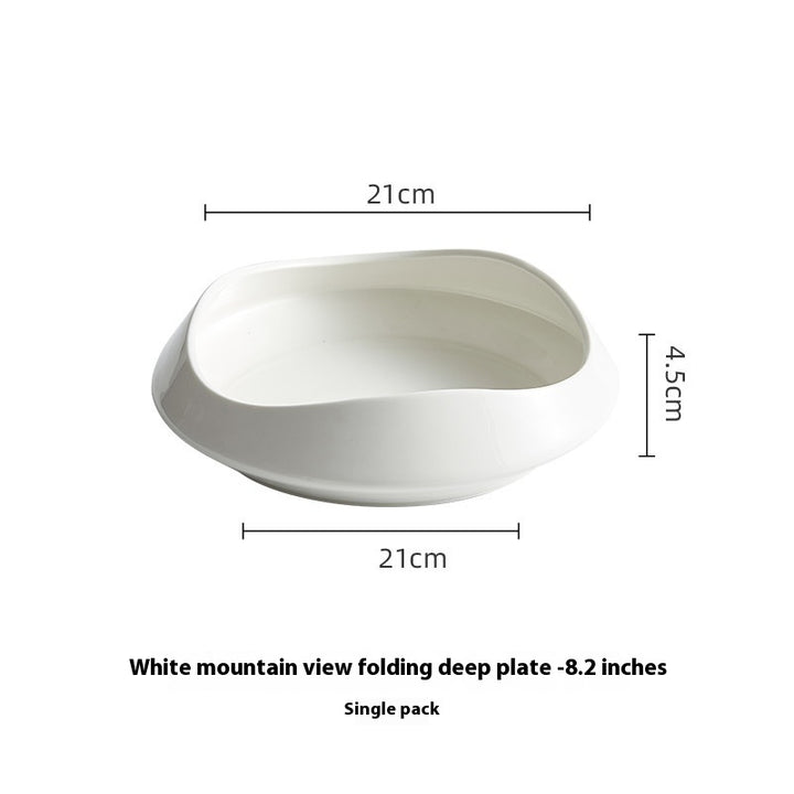 White Porcelain Tableware Guanshan Plate Household Ceramic Dishes