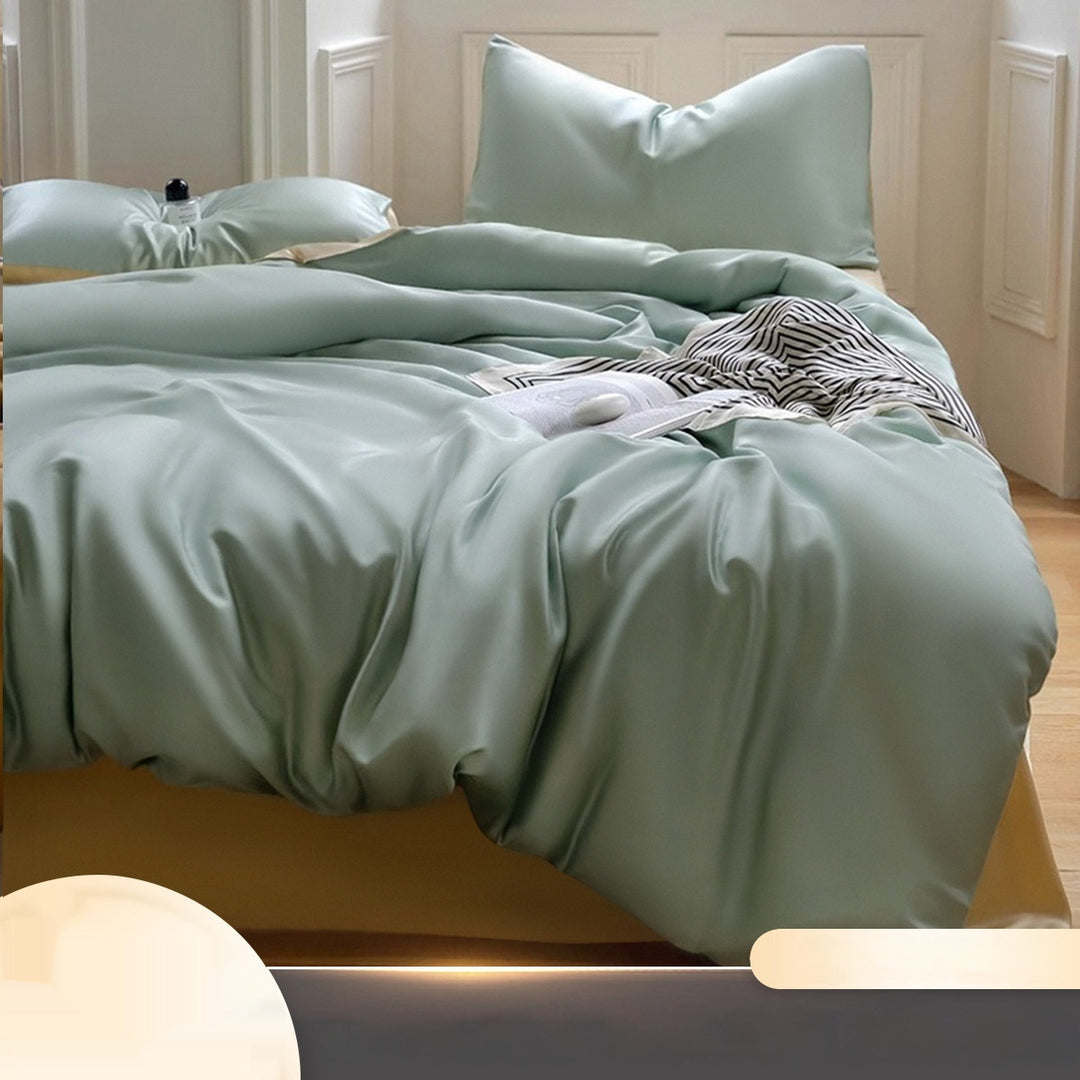Summer Bed Four-piece Ice Silk Summer Cooling Quilt Cover Fitted Sheet
