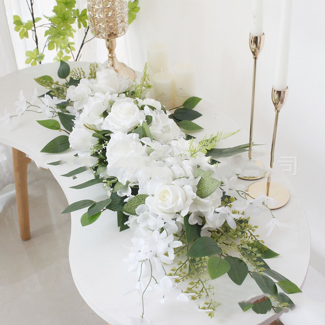 Silk Flower White Rose Wedding Arch Flower Chair