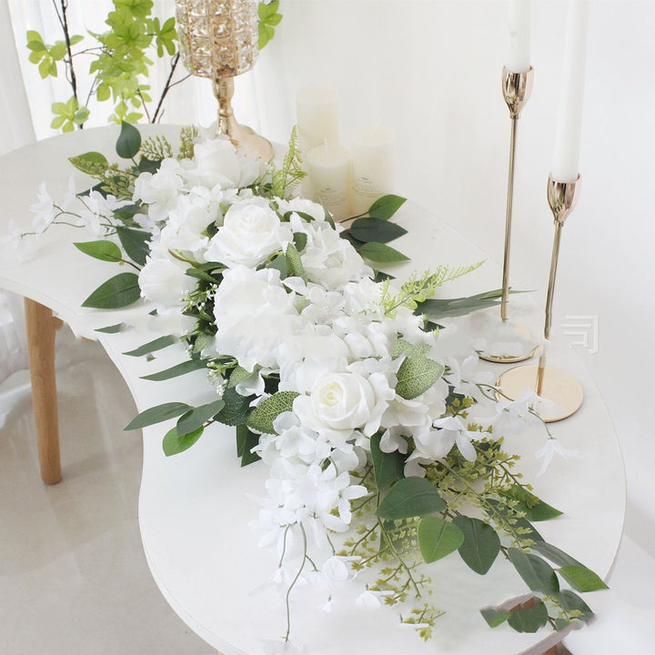 Silk Flower White Rose Wedding Arch Flower Chair
