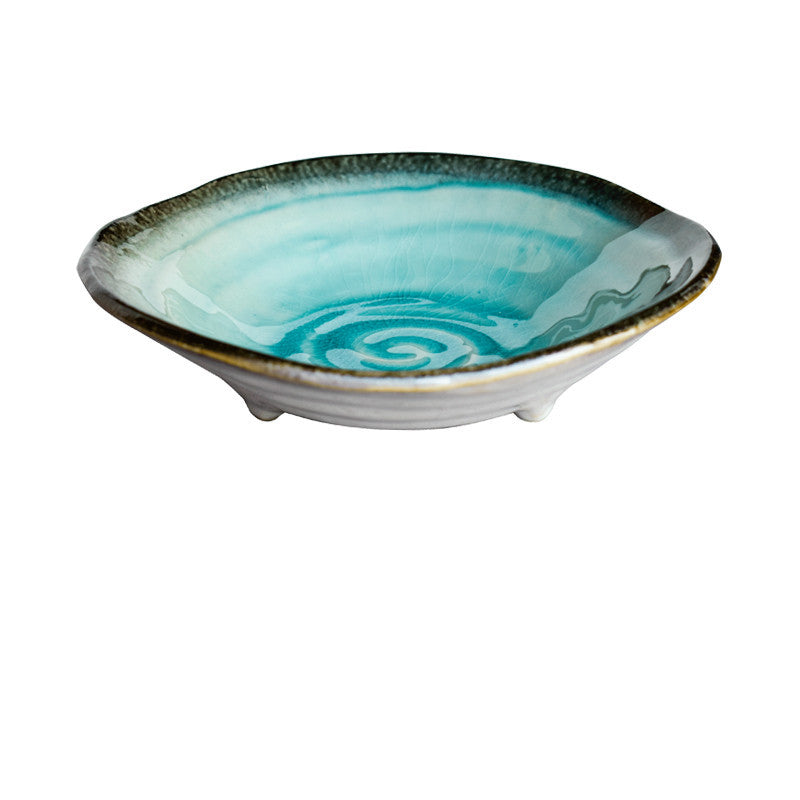 Blue Double Ear Plate Tableware