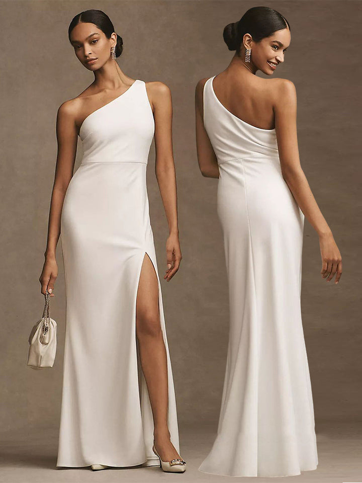 Satin Bridesmaid White High-grade Dress