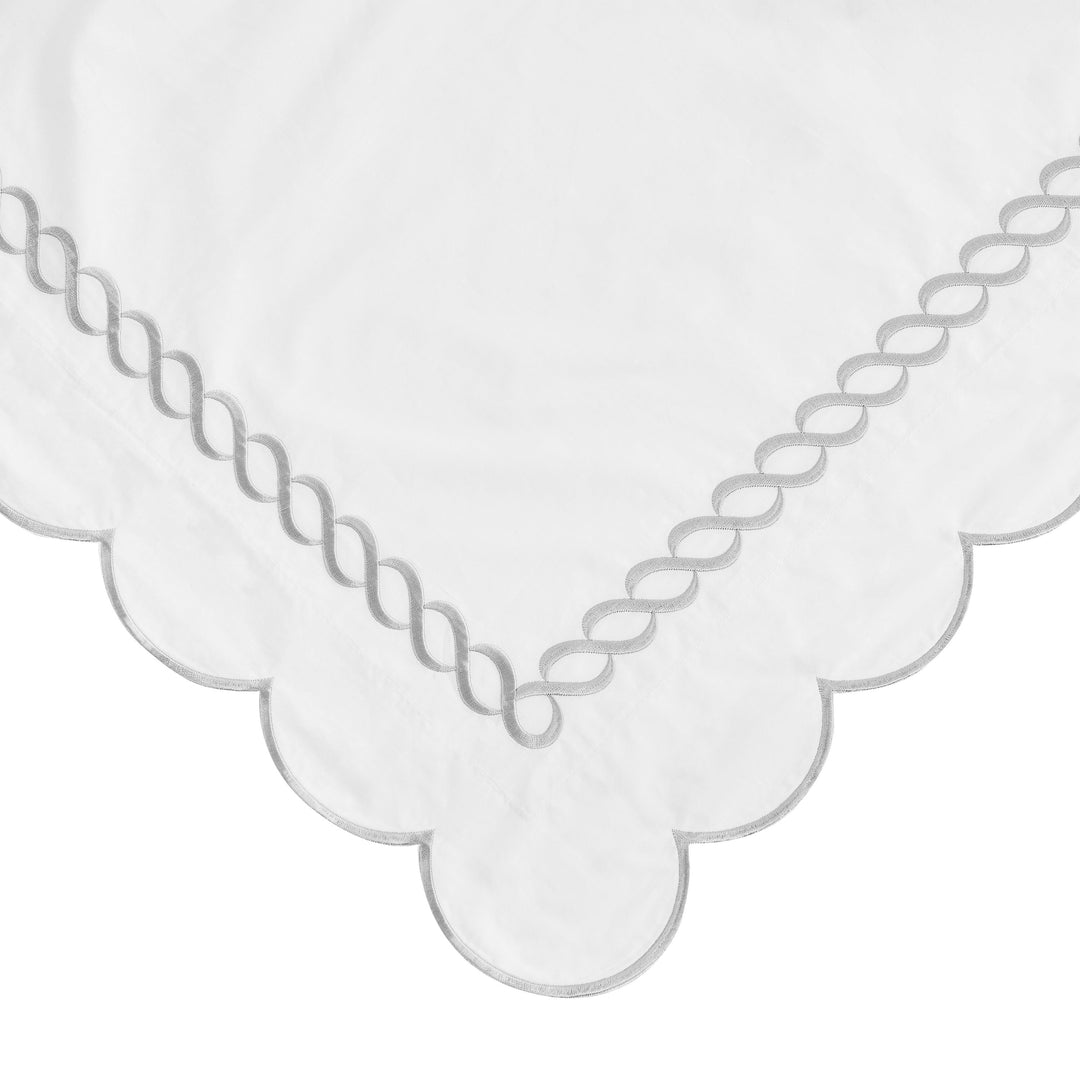 600 Thread Count Scallop Rope Embroidered Cotton Euro Sham Pair