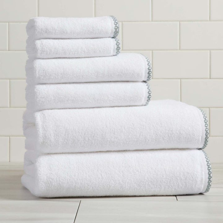 Cotton Border-Stitched 6-Piece Towel Set - Valery Collection