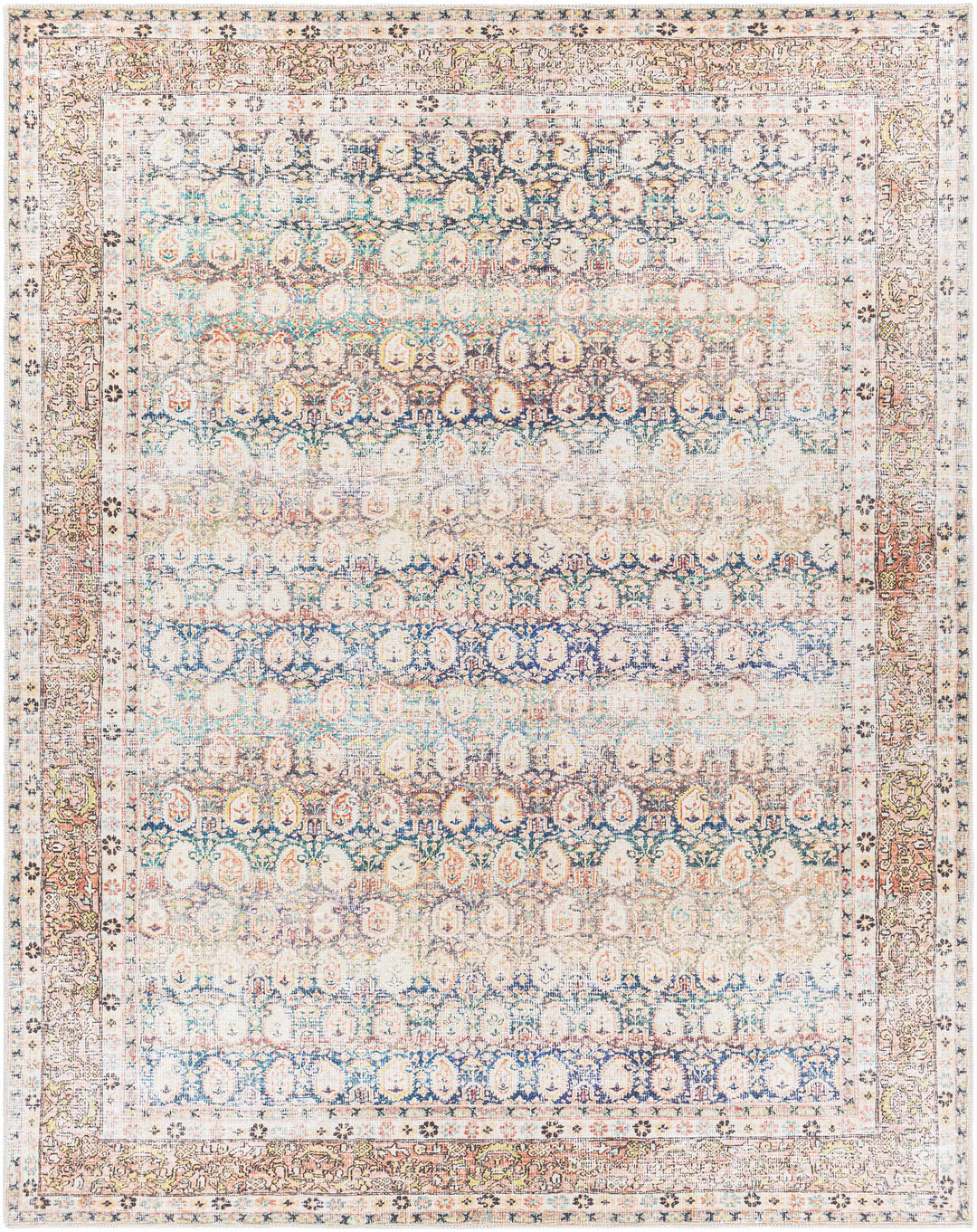 Rust Maligaya Distressed Washable Area Rug