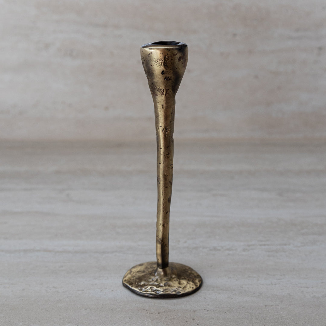 Antique Brass Large Candlesticks - Set of 3