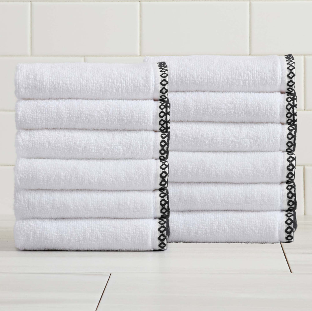 Cotton Border-Stitched 6-Piece Towel Set - Valery Collection