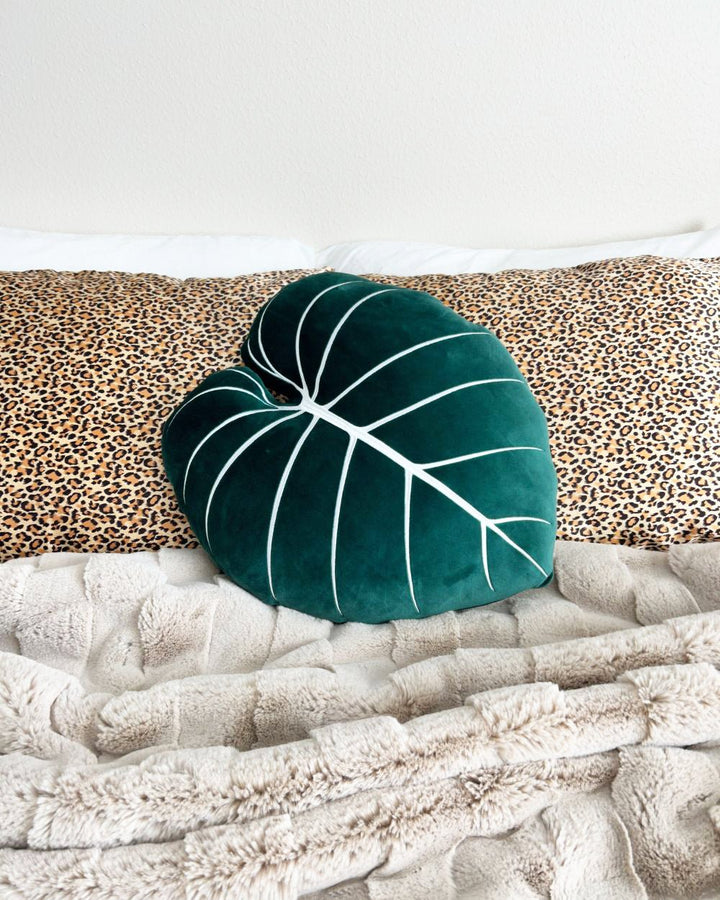Philodendron Gloriosum Pillow - Forest Green