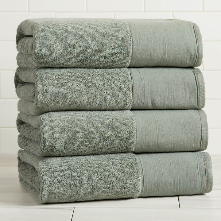 Cotton Linen-Like Border 6-Piece Towel Set - Priya Collection