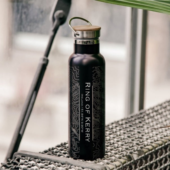 Ring of Kerry - Ireland Engraved Map Bottle with Bamboo Top in Matte