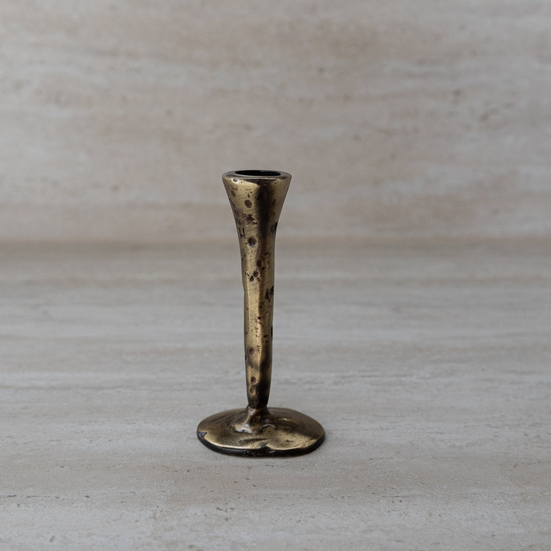 Antique Brass Large Candlesticks - Set of 3