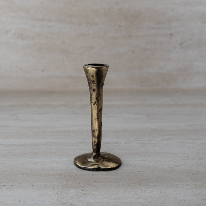 Antique Brass Large Candlesticks - Set of 3