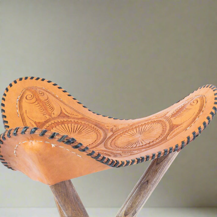 Caballero | Hand-tooled Leather Picnic Stool