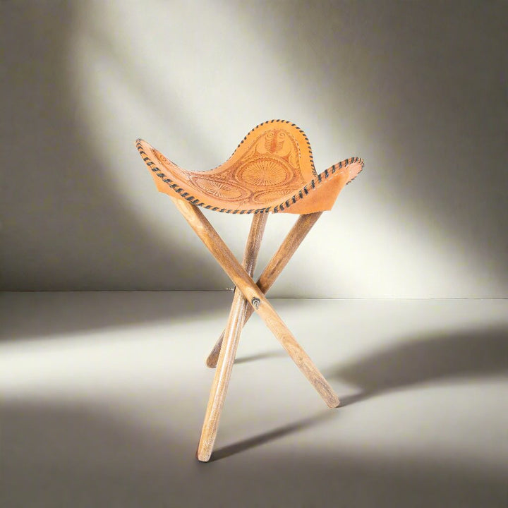 Caballero | Hand-tooled Leather Picnic Stool