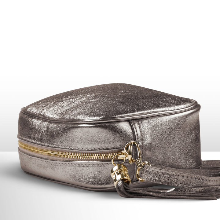 Metallic Suede Leather Crossbody Bag