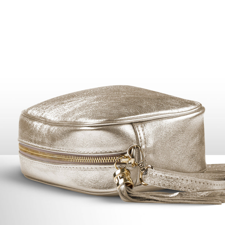 Metallic Suede Leather Crossbody Bag