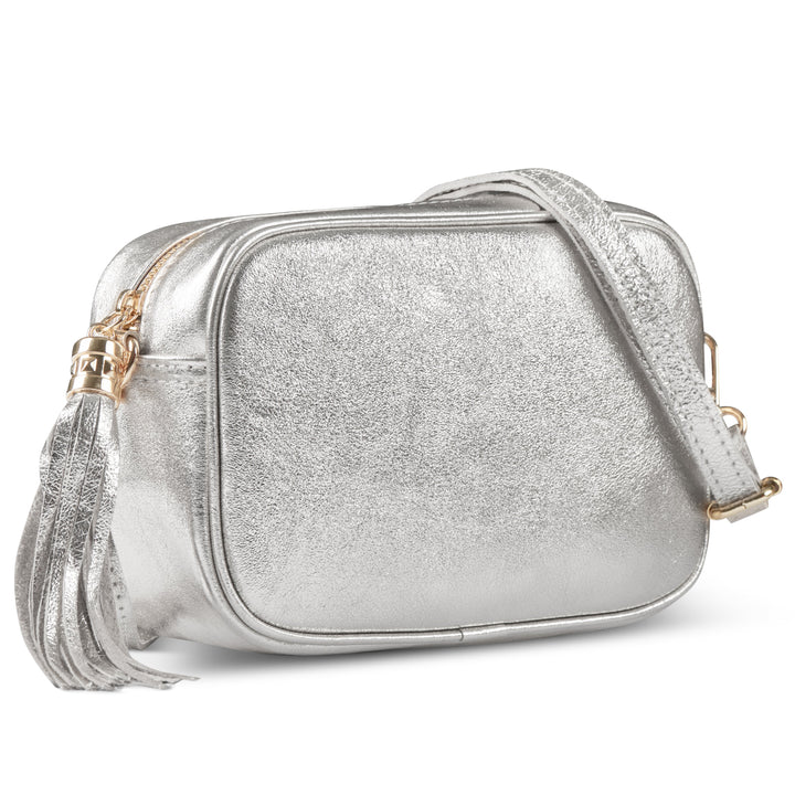 Metallic Suede Leather Crossbody Bag