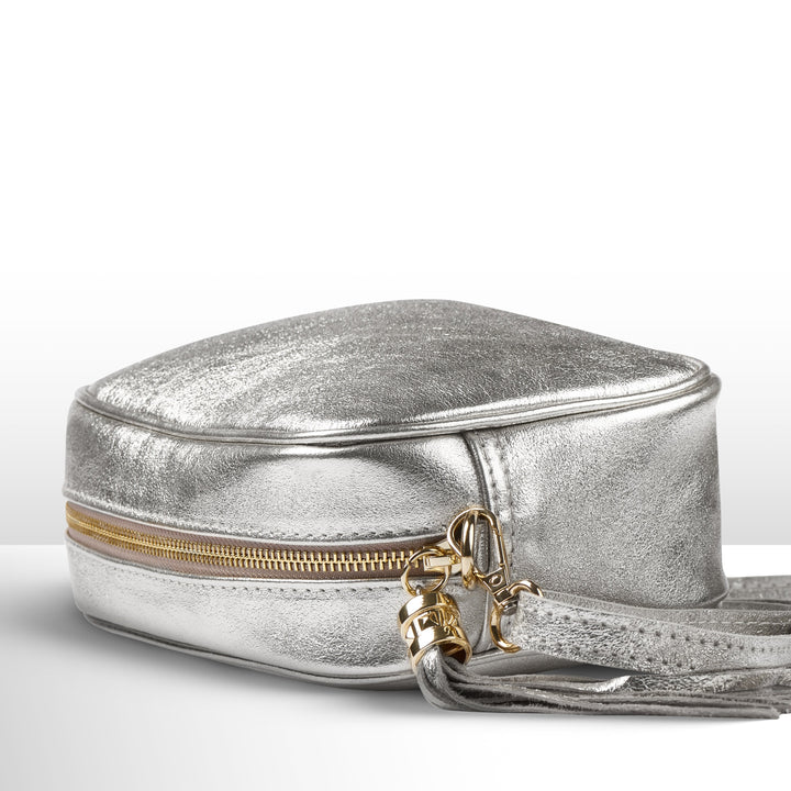 Metallic Suede Leather Crossbody Bag
