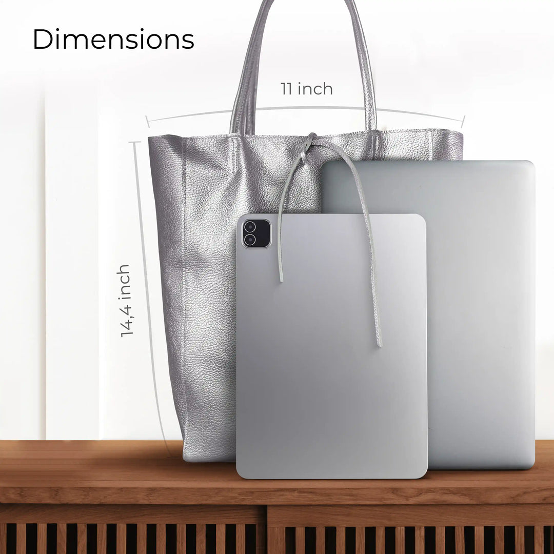 Metallic Calf Leather Tote Bag