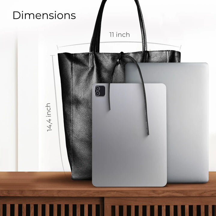 Metallic Calf Leather Tote Bag