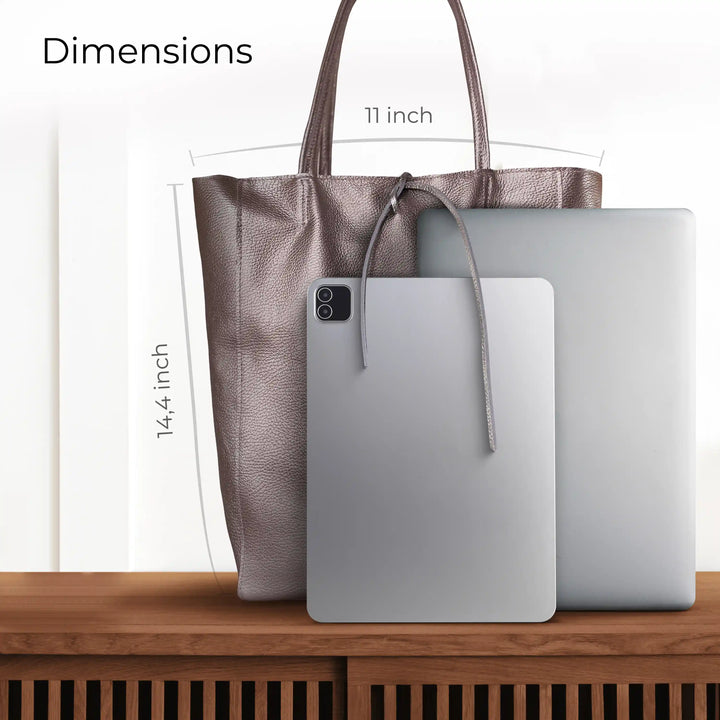 Metallic Calf Leather Tote Bag