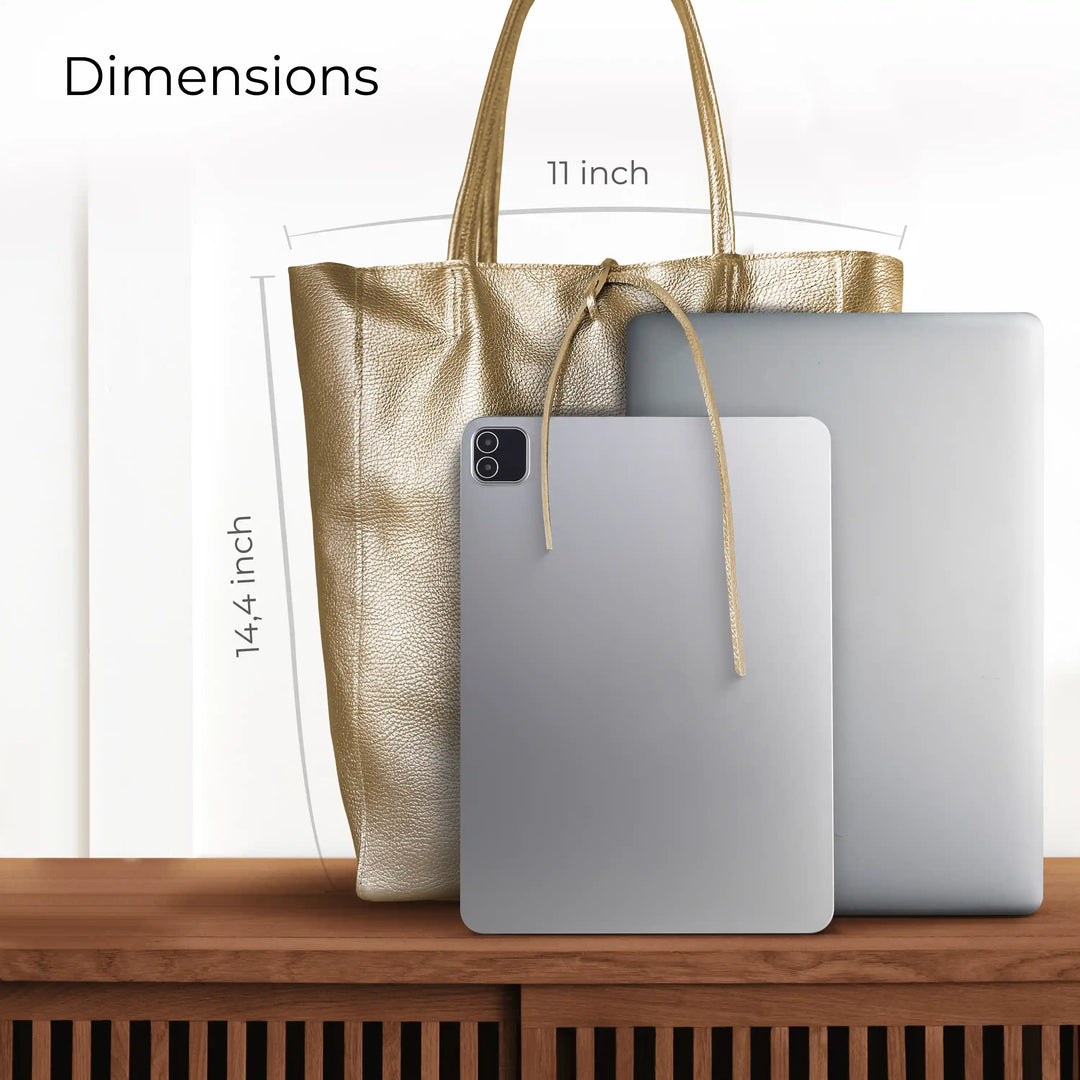 Metallic Calf Leather Tote Bag