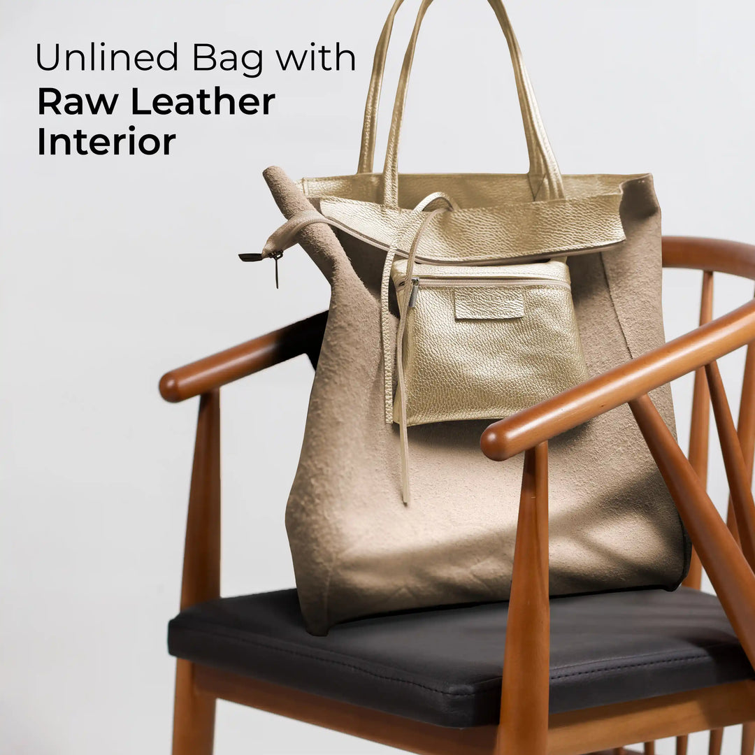 Metallic Calf Leather Tote Bag