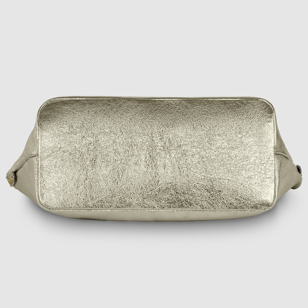 Metallic Suede Leather Top-Handle Bag