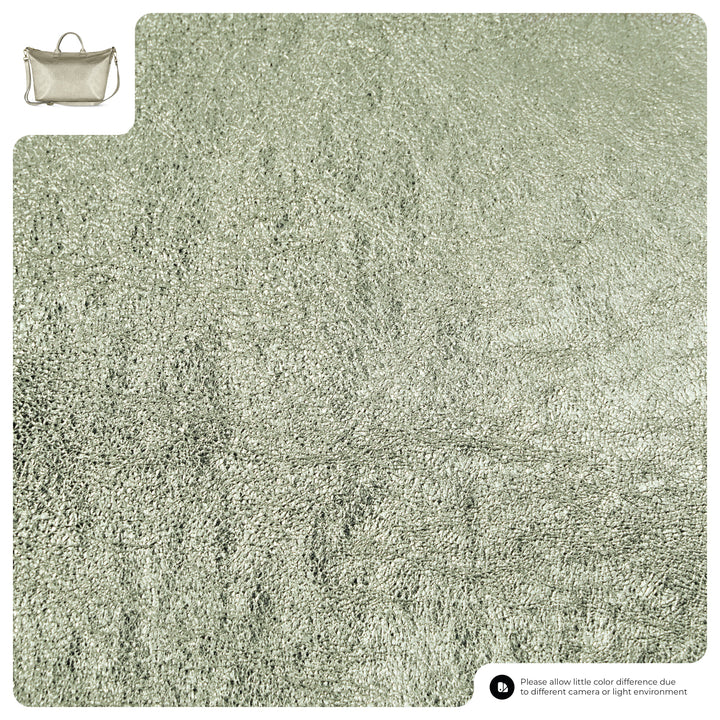 Metallic Suede Leather Top-Handle Bag