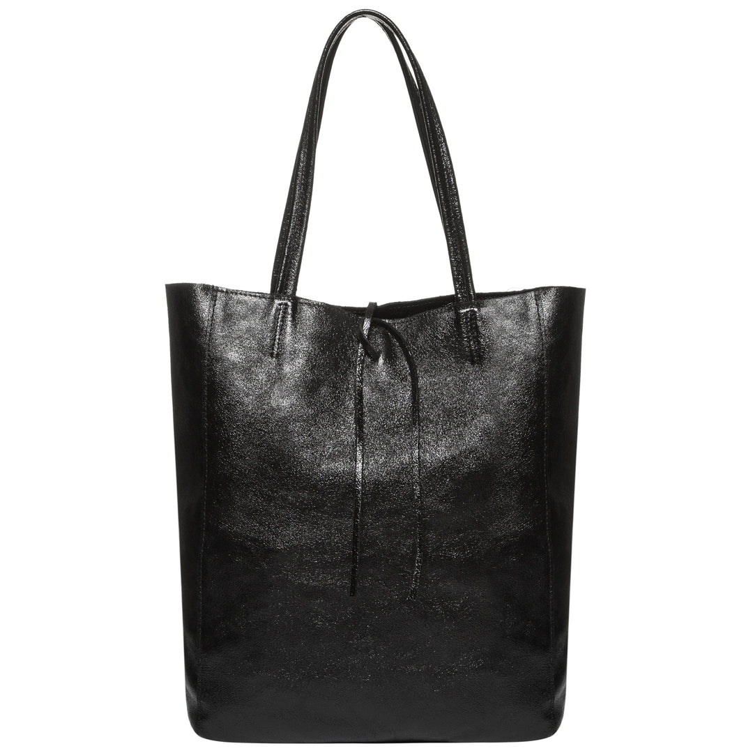 Metallic Suede Leather Tote Bag