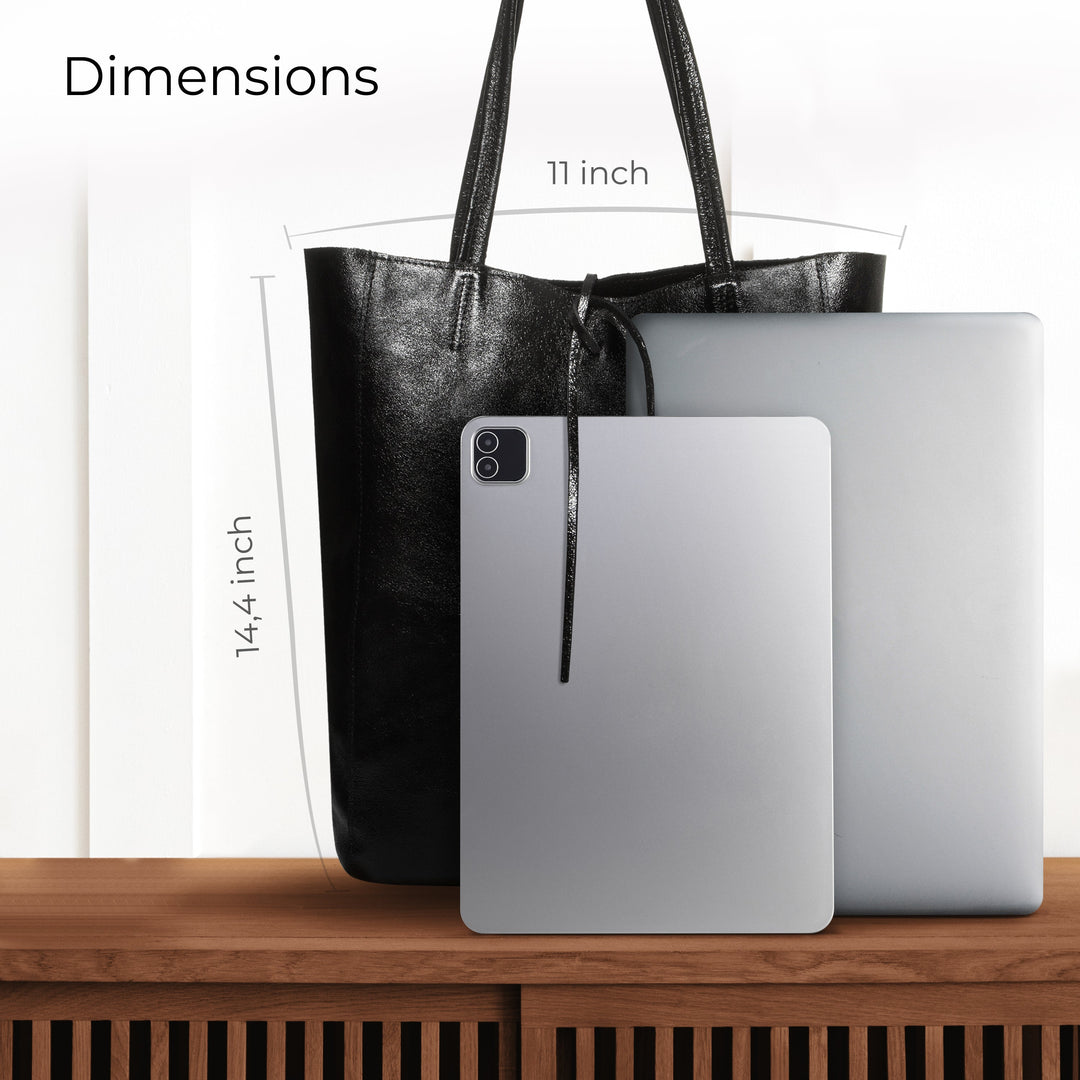 Metallic Suede Leather Tote Bag