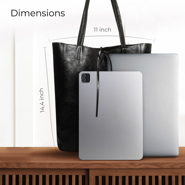 Metallic Suede Leather Tote Bag