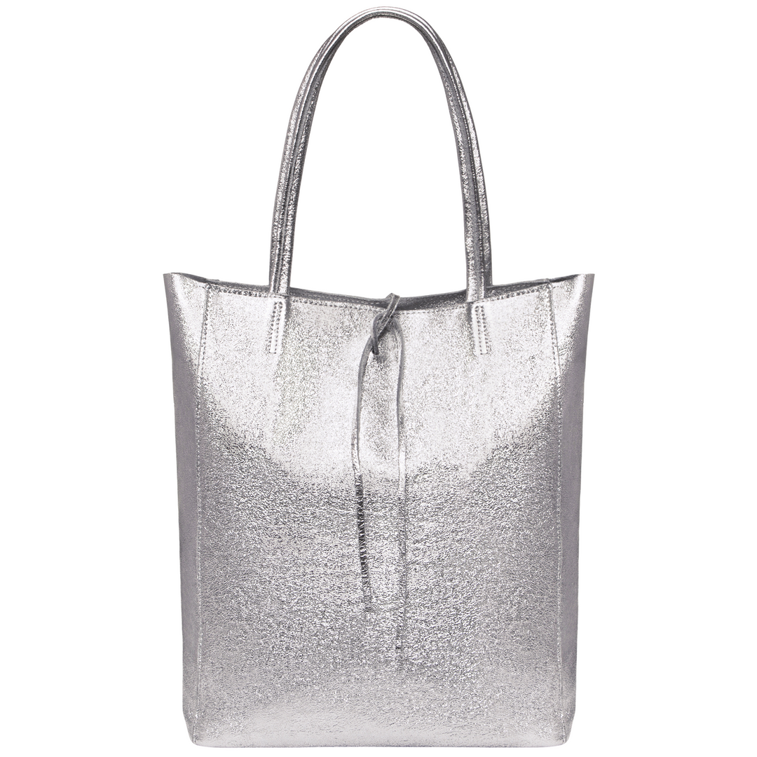 Metallic Suede Leather Tote Bag