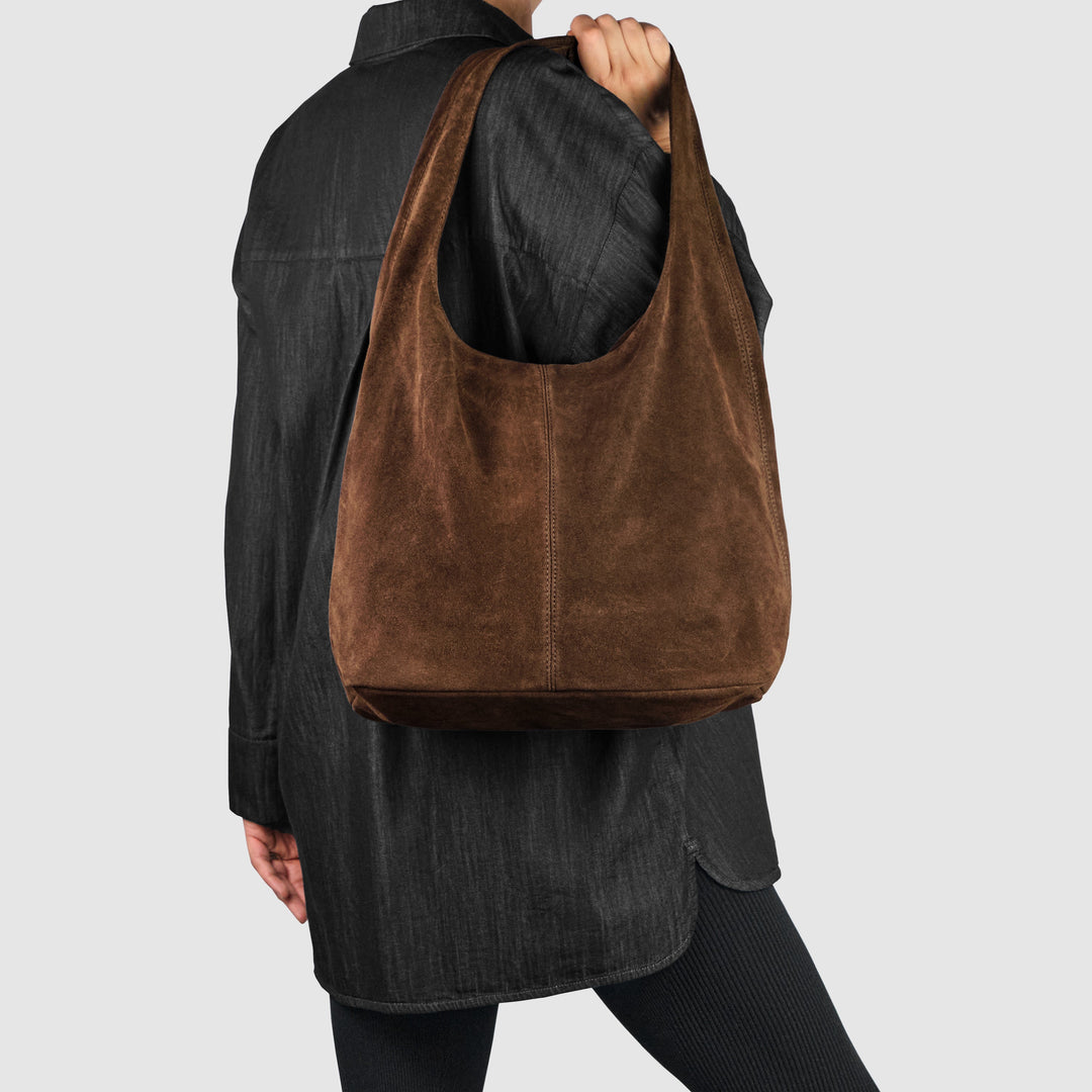 Suede Leather Hobo Bag