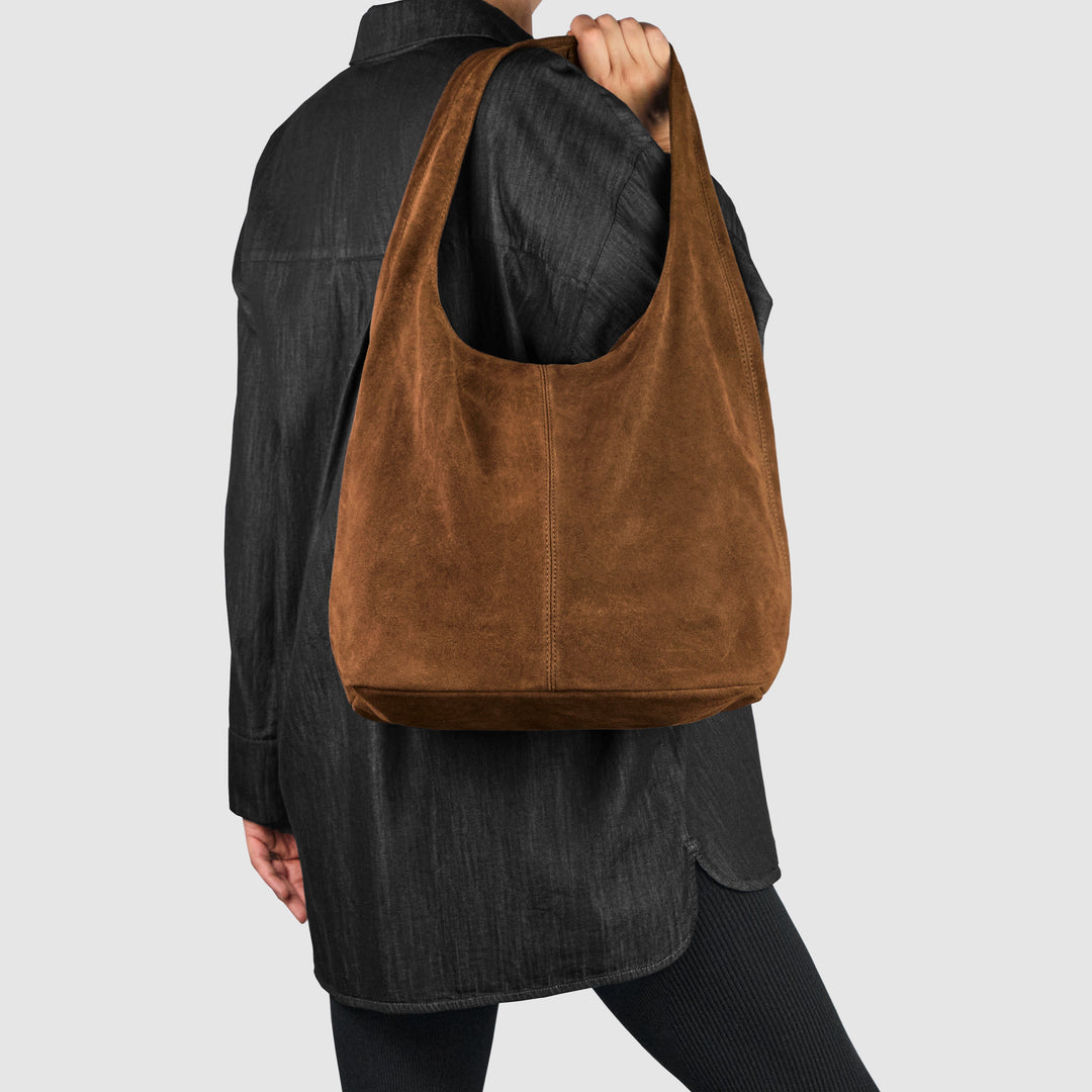 Suede Leather Hobo Bag