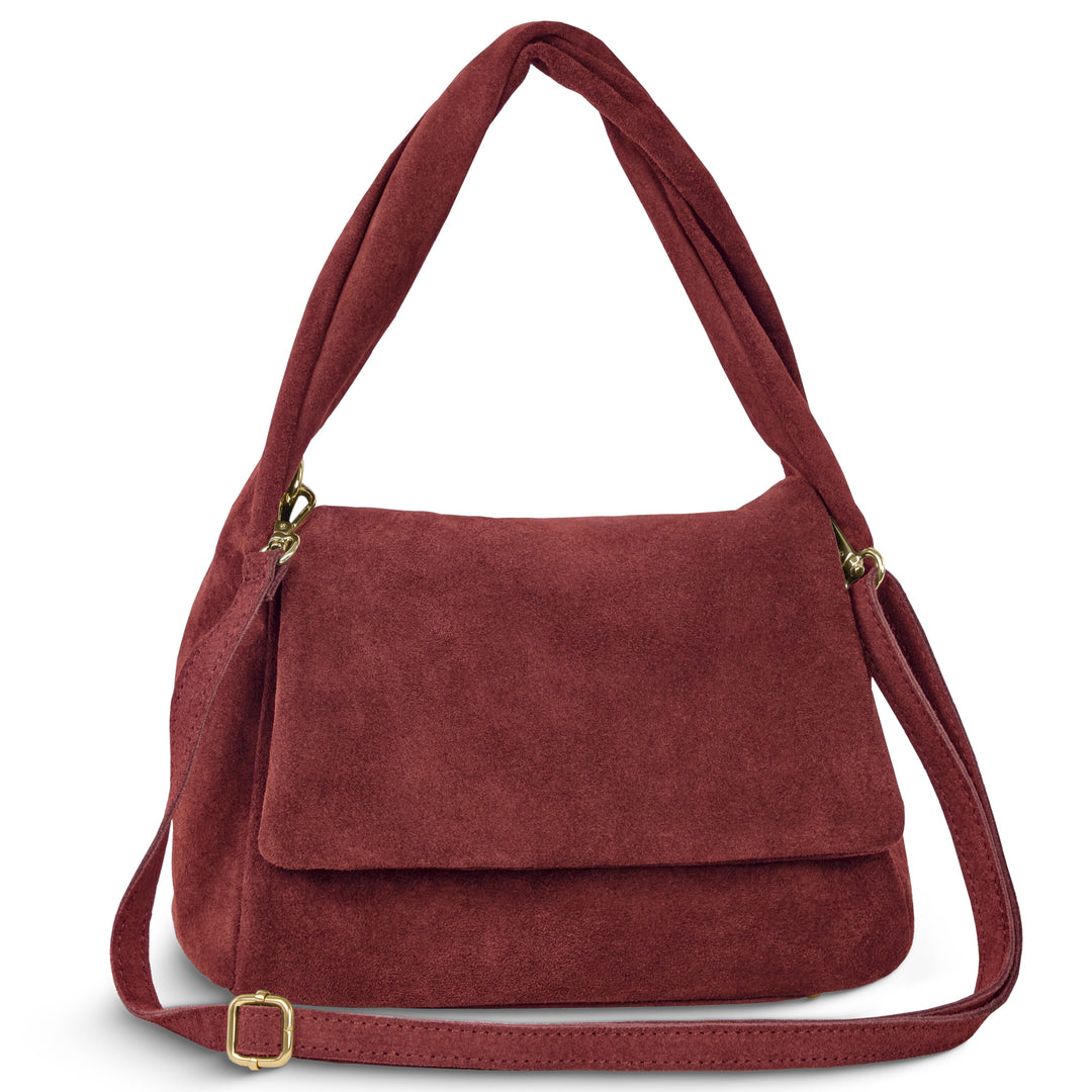 Suede Leather Top-Handle Bag