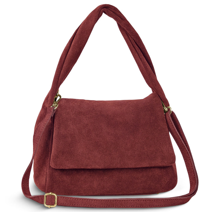 Suede Leather Top-Handle Bag