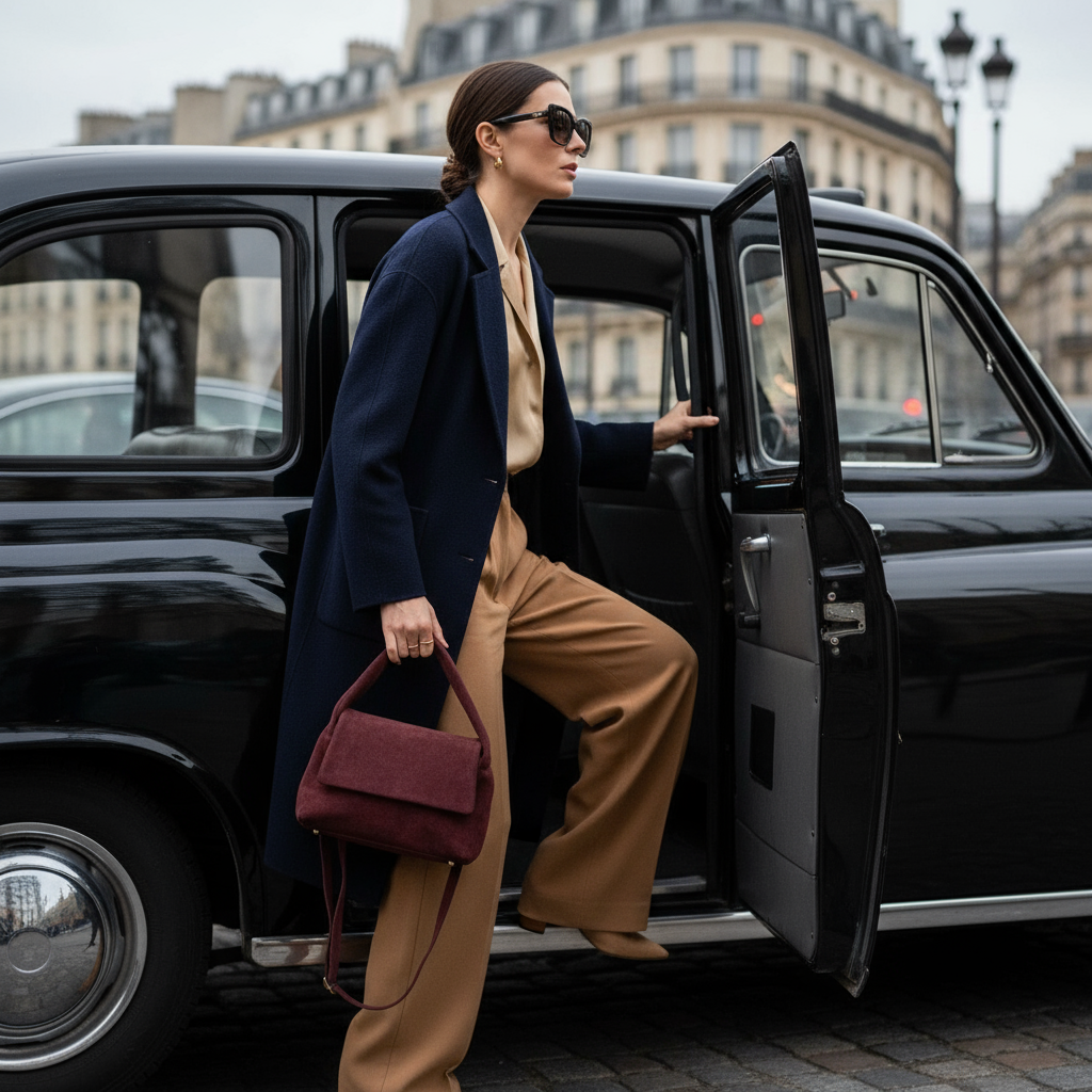 Suede Leather Top-Handle Bag