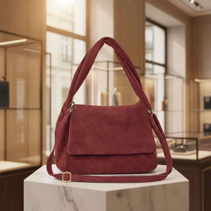 Suede Leather Top-Handle Bag