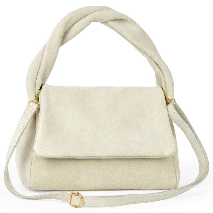 Suede Leather Top-Handle Bag