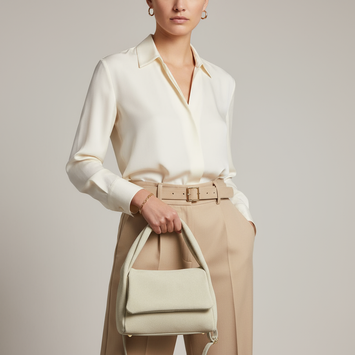 Suede Leather Top-Handle Bag