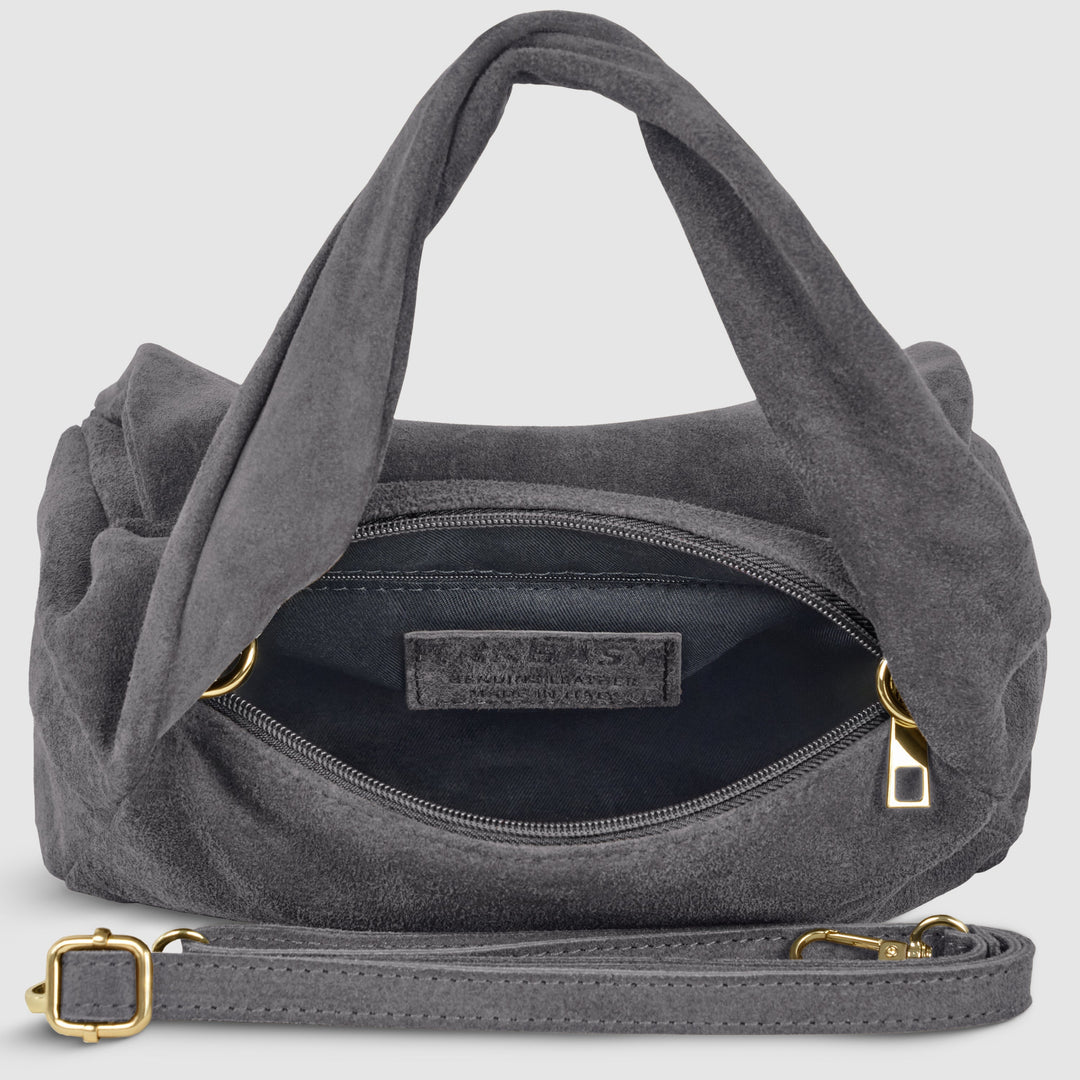 Suede Leather Top-Handle Bag