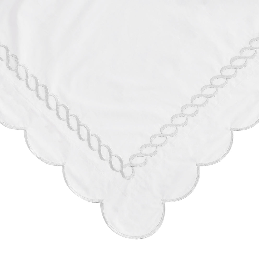 600 Thread Count Scallop Rope Embroidered Cotton Euro Sham Pair