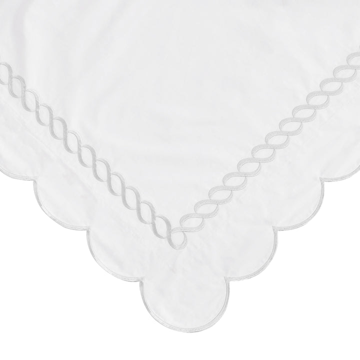 600 Thread Count Scallop Rope Embroidered Cotton Euro Sham Pair