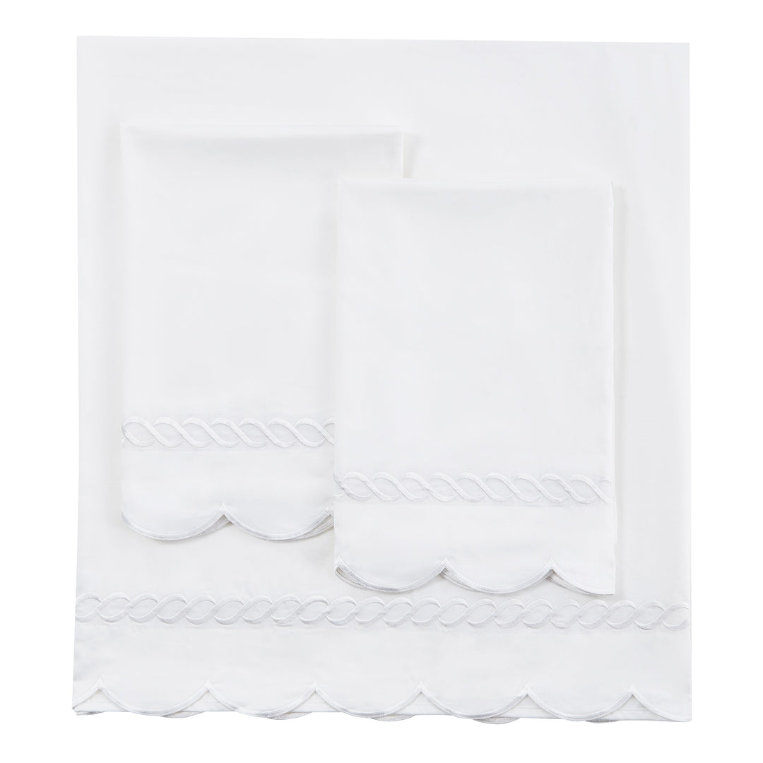 600 Thread Count Scallop Rope Embroidered Cotton Sheet Set